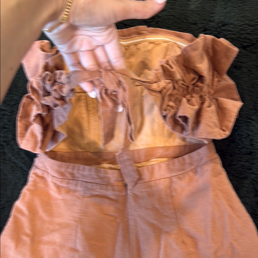 Rust Ruffle Strapless Romper - Picture 5 of 5